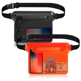 ipow Waterproof Bag Small Dry Bag Bum Bag Underwater Bag for Beach Swimming Pool Boating (Orange + Grey)