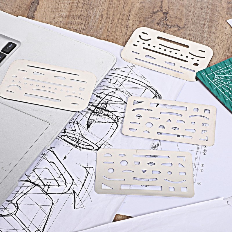 4 Pcs Eraser Shield Stainless Steel Drawing Template, Drafting Tools