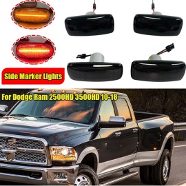 ZTT Smoked LED Fender Side Marker Light For 10-18 Dodge RAM 2500 3500 Dually Bed 4Pc