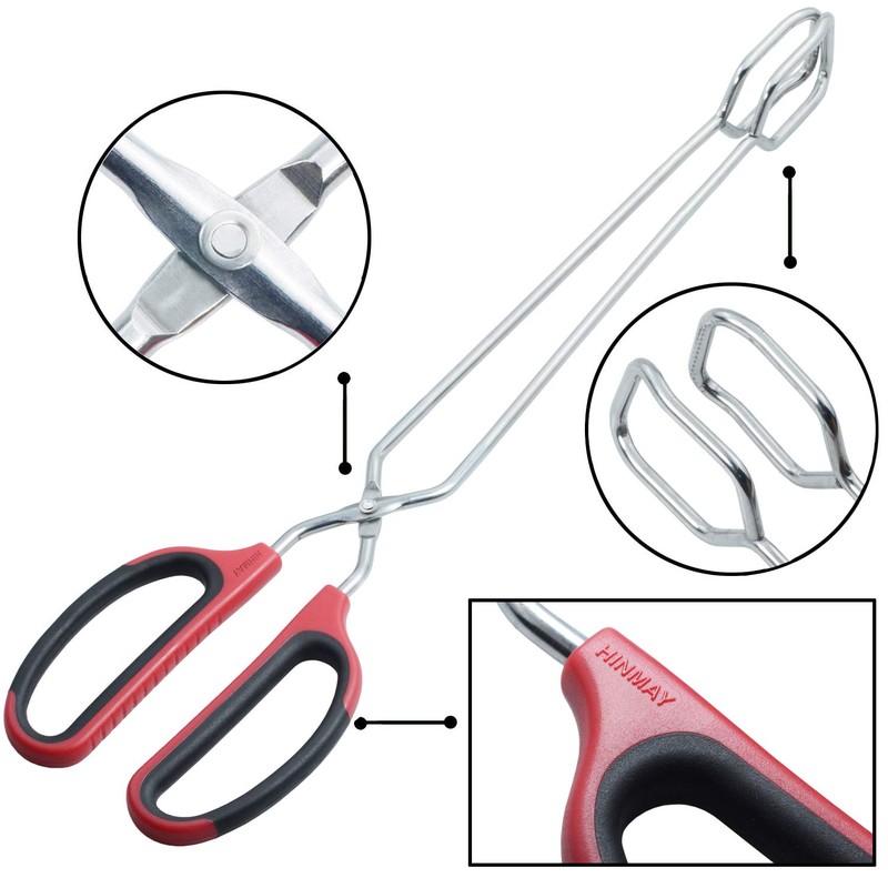HINMAY Extra Long Scissor Tongs 16-Inch Stainless Steel Barbecue Grilling