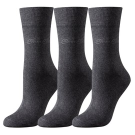 Tom Tailor Women's Calf Socks, 9703 / Tom Tailor basic socks 3 pack, Grey (Anthracite Melange - 620), 6/8 (Manufacturer size: 39-42)