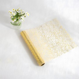 Table Runner, Table Runner Roll, Christmas Decoration Table, Cut to Size Table Runner, Applicable to Birthday Parties, Ramadan Decoration, Banquets, Table Decoration Communion Girls (Golden, 28 cm x 5