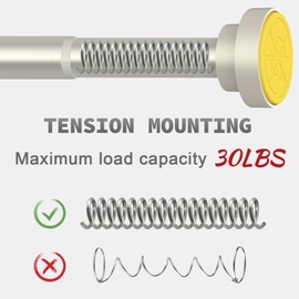 Thestoa Brushed Nickel Shower Curtain Rod Adjustable 43-78 inch, 1"Diameter Spring Tension Curtain Rod No Drill, Anti-Rust Non-Slip Shower Rod for Bathroom Tension Rod