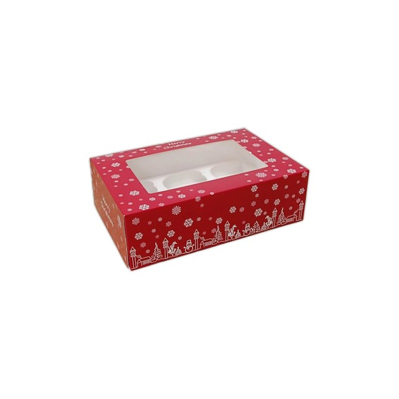 LARRYROO Festive Christmas Cupcake/Mince Pie Boxes for 1, 2, 3,