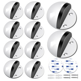 Door Stoppers 10 Pack, Floor Door Stops, White Door Stoppers Rubber Bumper Adhesive Door Stops for Botoom of Door Wall Protector, Dome Shaped