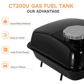 CT200U Gas Tank Fuel Tank Compatible for Coleman CT200U EX MiniBike BT200X Baja MB165 CT100U KT196 Go Kart GX160 GX200 Metal Gas Storage