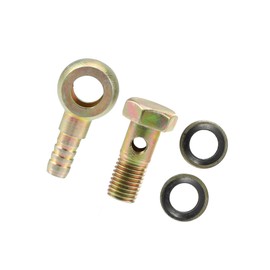 Motoforti 1 Set Banjo Bolt Kit M8x1 Banjo Bolt Hose Barb Fittings Brake Line Fitting Adapter with Copper Washers for Motorcycle Car Iron Bronze Tone Long-lasting