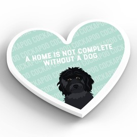 Global Designs Black Cockapoo Home Without A Dog Katie Pearson Artworks Heart Shaped Wooden Magnet