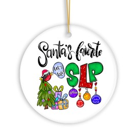 Santa’s Favorite SLP Christmas Ornament, Gift for Speech Therapist, Language Pathologist