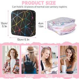 Desing Wish Pack of 2 Sanitary Napkins Bag Period Bag Small Cosmetic Bag for Girls Tampon Storage On the Go Small Bag with Zip Wet Bag Small, Silver & Black, Leather 2 Pieces