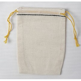 Celestial Gifts Muslin Bags - Drawstring Bags Small 25pcs - 2.75x3.75, Reusable Tea Bags, Jewelry Gift, Spice and Gift Sachet Bags - 100% Cotton - Made in USA - (Black Hem & Yellow Drawstring)