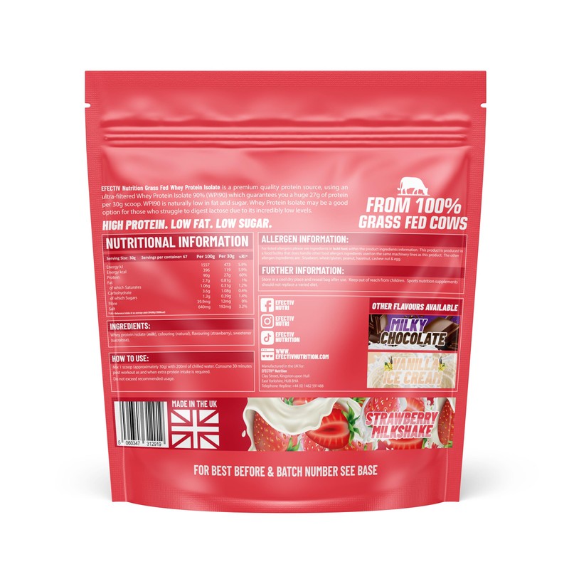 EFECTIV Grass Fed Whey Protein Isolate | 90% Protein Content