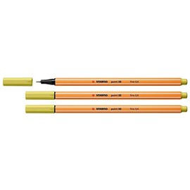 STABILO Pack of 3 Felt-Tip Pens with Fine Stitch 88, Mustard Yellowaa