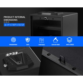 RPNB Gun Security Safe, Quick-Access Firearm Safety Device with Biometric Fingerprint & Digital Key Pad