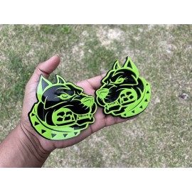 Badgeaddictz Angry Pitbull Car Truck Emblem Badge Lime Green On Black New
