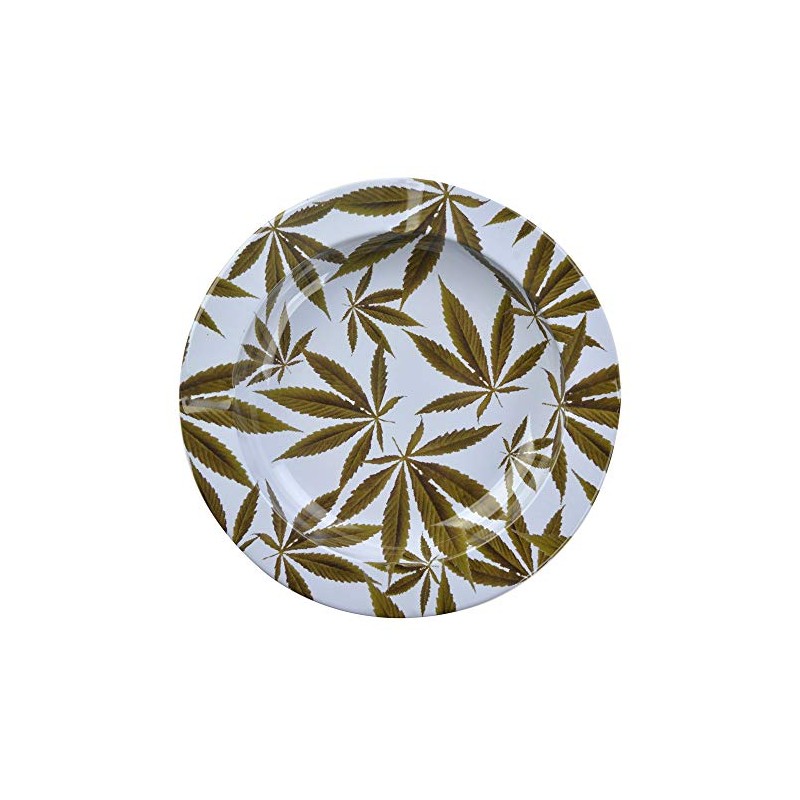 Neranena Metal Ashtray Outdoor Indoor Round Ashtrays 5.5 Inch (White-Green)