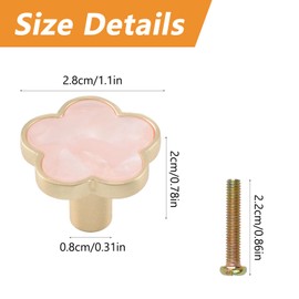 MOROBOR Decorative Pink Flower Kitchen Cabinet Knobs, 6 Pack Creative Dresser Drawer Pulls Furniture Cupboard Door Pull Handles Single Hole Zinc Alloy Knobs Furniture Accessories