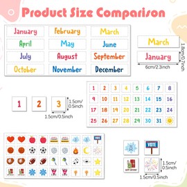 Copkim Colorful Calendar Magnets Set, Include Magnetic Numbers Month and Days Labels Fun and Reusable Holiday Icons to Organize Dry Erase Magnet Fridge Calendar