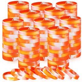 Liliful 100 Pcs Silicone Rubber Wristbands Rubber Wristband Bracelet Bands for Silicone Wristbands for Women Men(Orange and White)