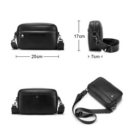 Bandolera Hombre, Crossbody Hombre, Bolsa Hombre de Cuero Impermeable, Correa de hombro extraíble，ligero y casual,Para Uso Diario,Deportes,viajes,Empresas (Negro)