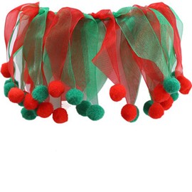 Christmas Pet Collar Ornaments Red Green Collar Adjustable Holiday Dress for Cat and Dog (L(45CM))