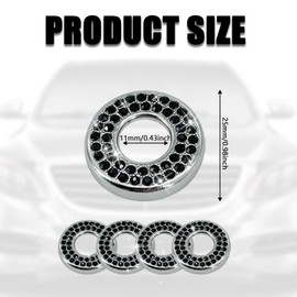 BEYPOVK 4 Pack Bling Car Inner Door Lock Covers, Rhinestones Pull Rod Bolt Stickers, Automotive Interior Car Door Lock Pin Caps for C Class C200L GLC260 C260L (Black)