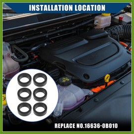 HOPESPANNER 16636-0B010 Fuel Injector Seal O-Ring for Nissan Frontier 1999-2004 / Injector Lower Insulator/Durable / 6 Pcs Black Replace Parts Vehicle Components