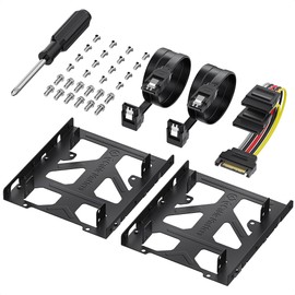 Cable Matters 2-Pack 2.5 to 3.5 Hard Drive Adapter for SSDs, Dual SSD Mounting Bracket Kit (SSD Adapter, 2.5 to 3.5 Adapter, 3.5 to 2.5 Adapter) Kit includes Bracket, Screws, Cables, and Screwdriver