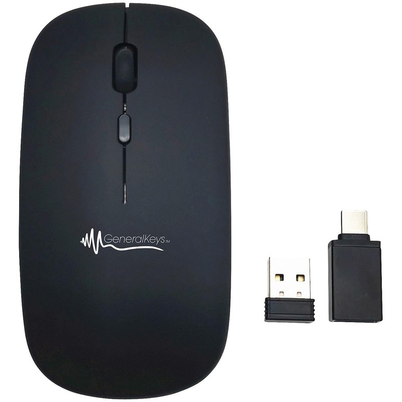 GeneralKeys 2er-Set Akku-Mini-Maus Bluetooth mit Scrollrad, BT 5.2, 2,4 GHz,
