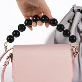 SEWACC Bag Hand Chain Vintage Handbags Purse Black Vintage Wallet Bag Strap Beaded Purse Chain Handle Chain Purse Strap Acrylic Beaded Chain Wallet Strap Tape Black Resin, Alloy