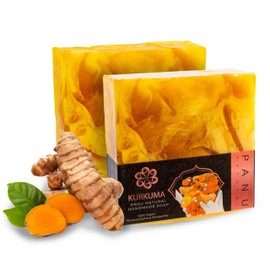 Panu Soaps Turmeric - Vegan Shower Soap for All Skin Types - Natural Soap as Solid Shower Gel and Solid Shampoo - Premium Soap Bar - Natural Shower Chunk as Solid Shower Gel