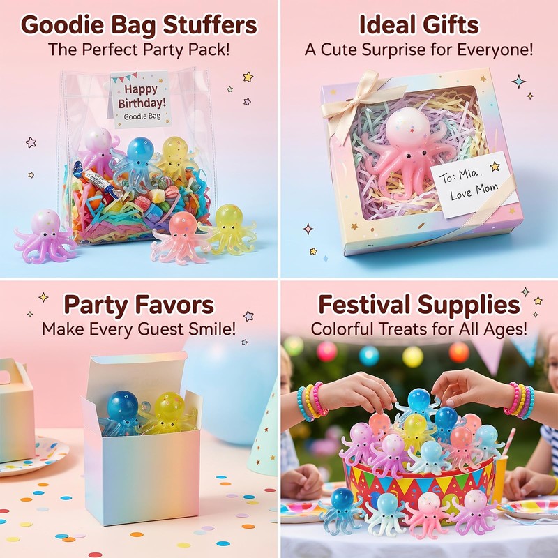 6 Pack Octopus Squishies, Slow Rising Squishies Octopu Stress Relief