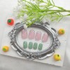 Short Press on Nails Oval Fake Nails Green Nails Press
