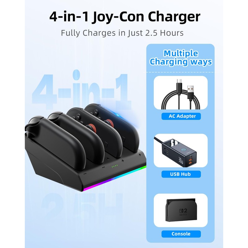Magnetic Charging Dock for Nintend0 Switch 2 Joycon, Fast Charger