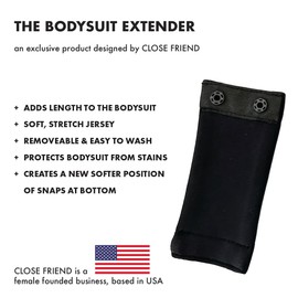 Close Friend Premium Bodysuit Extender - Women's - Add length comfort to bodysuit - Shapewear bodysuit extender (XS, BLACK, 4" LENGTH)