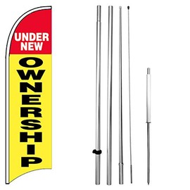 Under New Ownership - Windless Feather Swooper Flag Banner Sign Kit yb-h
