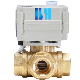 HSH-Flo 1/2" DN15 3 Way 12VDC CR5-01 NPT Brass L Port Position Feedback Reverse Polarity On/Off Electrical Motorized Ball Valve