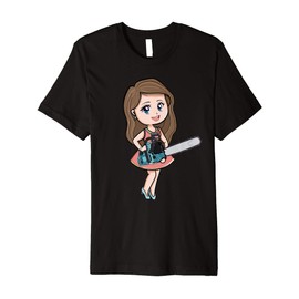 Girl Punk With Chainsaw Goth Anime Style Premium T-Shirt