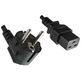 DINIC Power Cable CEE 7/7 Earthing Contact Plug to C19 for 16 A, VDE (5.00 m, Black)