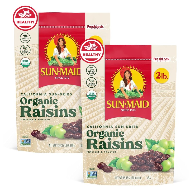 Sun-Maid Organic California Sun-Dried Raisins - (2 Pack) 32 oz