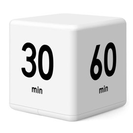DQDEDIAN Cube Timer, Kids Timer with Gravity Sensor Flip 15 20 30 60 Mins Countdown Settings for ADHD, Time Management, Classroom, Productivity Workout, Kitchen, Cooking, Study (White)