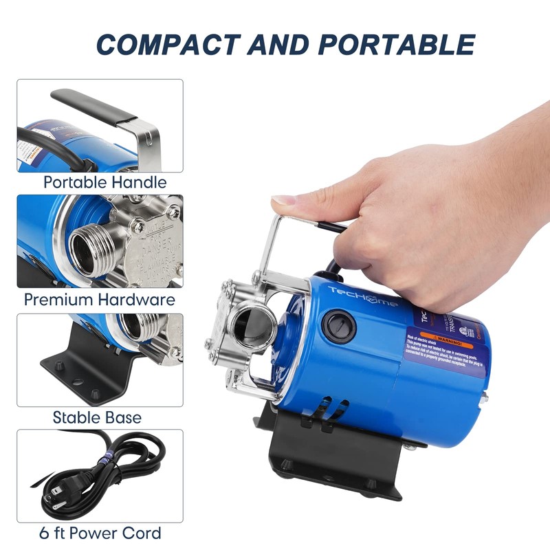 Pump with Hose, 115V 1/10HP 330GPH Power Water Pump Transfer