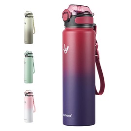 Enerbone Insulated Water Bottle, 32 oz Stainless Steel Water Bottles with Carrying Strap, Double-Wall Vacuum Insulation Thermos, Leakproof Sports Bottle with Straw, Keep Drinks Hot or Cold for Hours