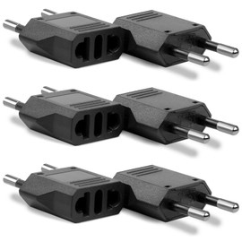 6 Pack US to European Travel Plug Adapter- Type C Travel Adapter Europe, European Outlet Wall Adapter Power Converter (Black)