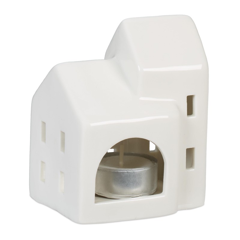 Relaxdays Ceramic Tea Light House, Light House for 1 Tea