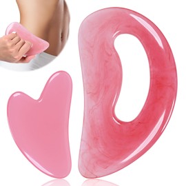 TELAIN Gua Sha Tool für Gesicht und Körper, Natürliches Harz Lymphdrainage-Massagewerkzeug für Gesichtsstraffung, Cellulite-Reduktion und Körperformung (Pink)