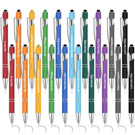 Teling Black Ink Ballpoint Pens with Optimistic Quotes, 20 Pieces