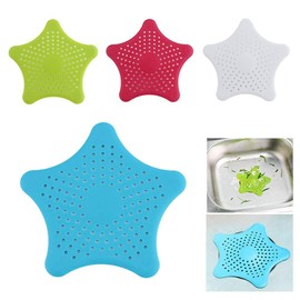 Starfish Rubber Sink Strainers - Drain Hair Catcher - Kitchen Sink Strainer Stopper Silicone Drain Cover - Tub Drain Hair Catcher, Bathroom Sink Drain Strainer for Sink, Bathtub Strainer - Pack of 2