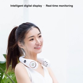 SKE CULTUR bladeless neck fan, portable and wearable around neck, USB rechargeable, neckband with 3 speeds, wearable around neck (white)