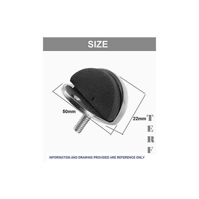 TERF® Aluminium Door Stopper Floor Mounted Oval Dome Shape 50mm